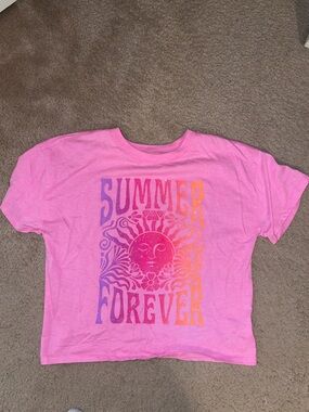 GAP Pink Short Sleeve Tee with Multicolor 'Summer Forever' Graphic